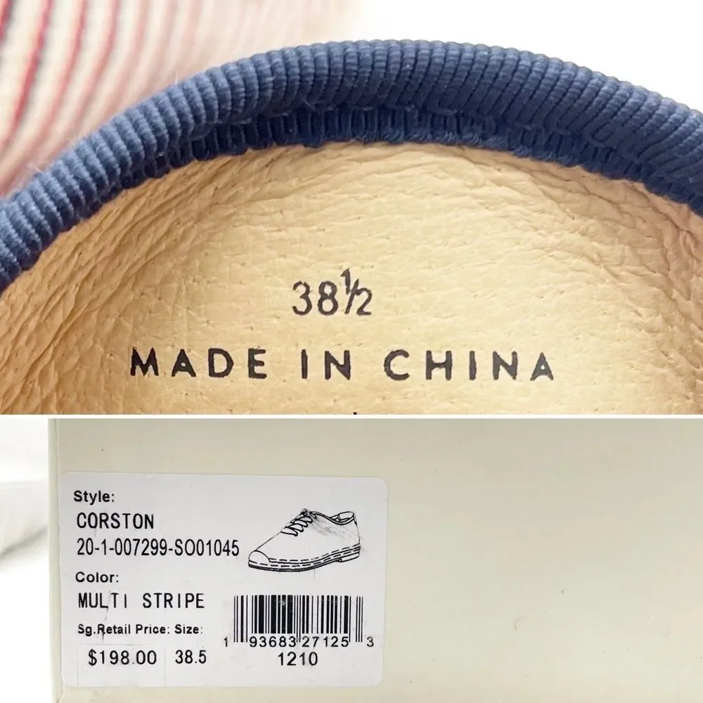 NWT Joie Corston Espadrille Sneaker Navy Red Cream Gold Women’s 38.5 US 7.5-8